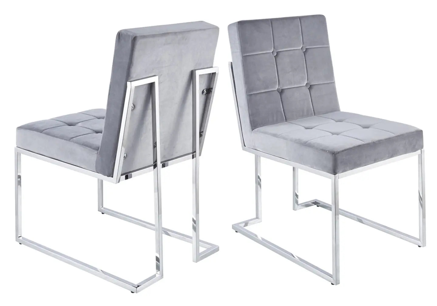 Chaises traîneau en velours gris argentées - – Galerie du Mobilier - Vue 1