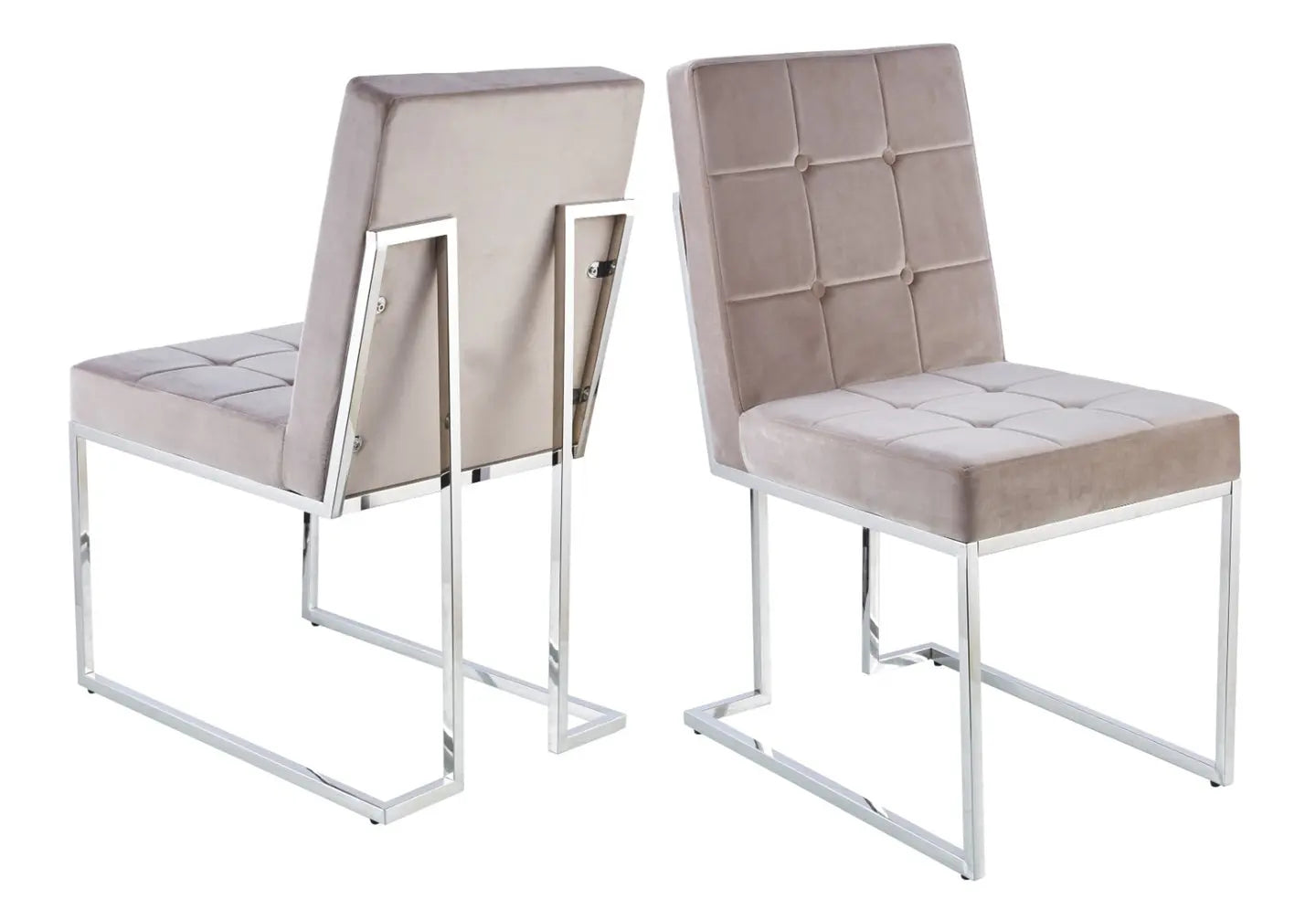 Chaises traîneau en velours moka argentées - – Galerie du Mobilier - Vue 1