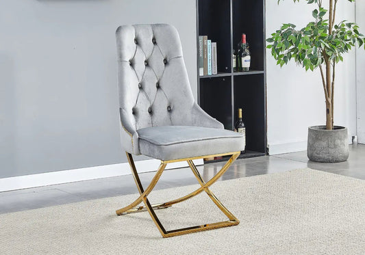 Chaises dorées grises tête de lion GLADE (lot de 4) New Design