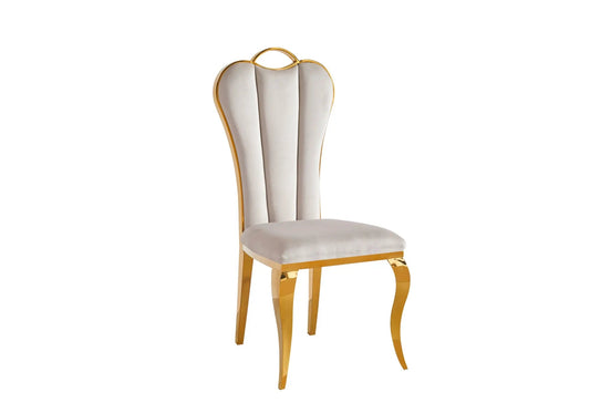 Chaises dorées velours gris ALIS (lot de 4) New Design