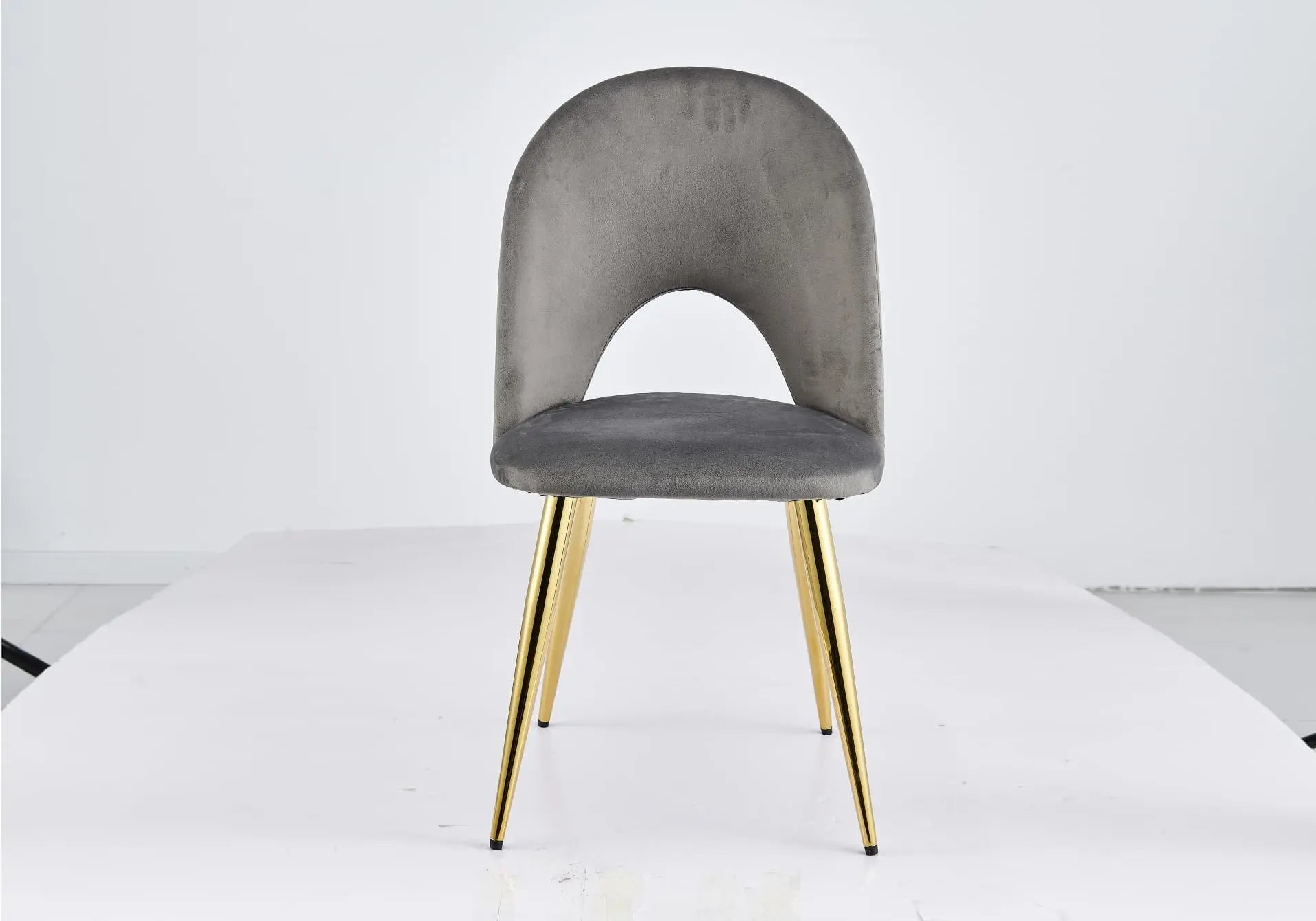 Chaises dorées velours gris GRETUS (lot de 4) Galerie du Mobilier