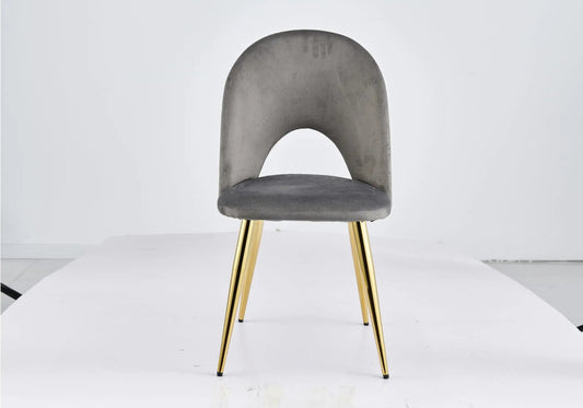 Chaises dorées velours gris GRETUS (lot de 4) Galerie du Mobilier