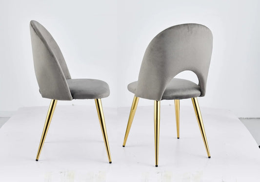 Chaises dorées velours gris GRETUS (lot de 4) Galerie du Mobilier