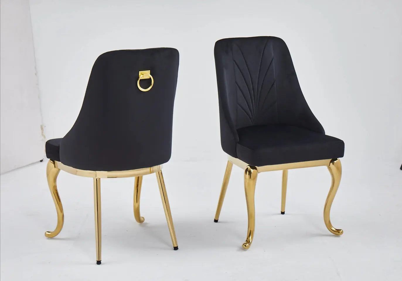 Chaises dorées velours gris BAROKA (lot de 2) Galerie du Mobilier