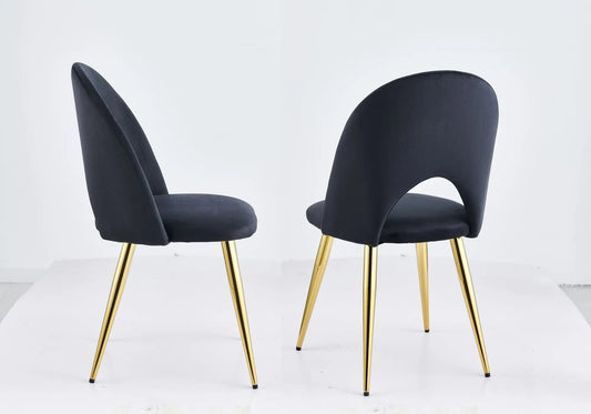 Chaises dorées velours noir GRETUS (lot de 4) Galerie du Mobilier
