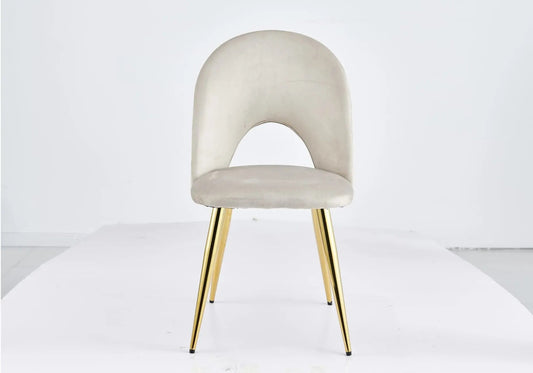 Chaises dorées velours taupe GRETUS (lot de 4) New Design