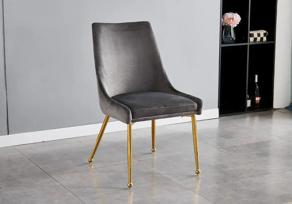 Chaises poignées dorées velours gris GEMA (lot de 4) New Design
