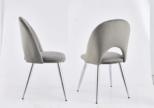 Chaises rétro velours gris GRETUS (lot de 4) New Design