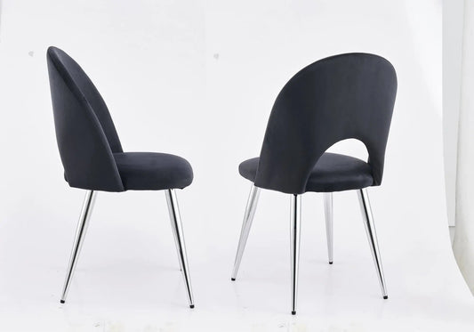 Chaises rétro velours noir GRETUS (lot de 4) New Design