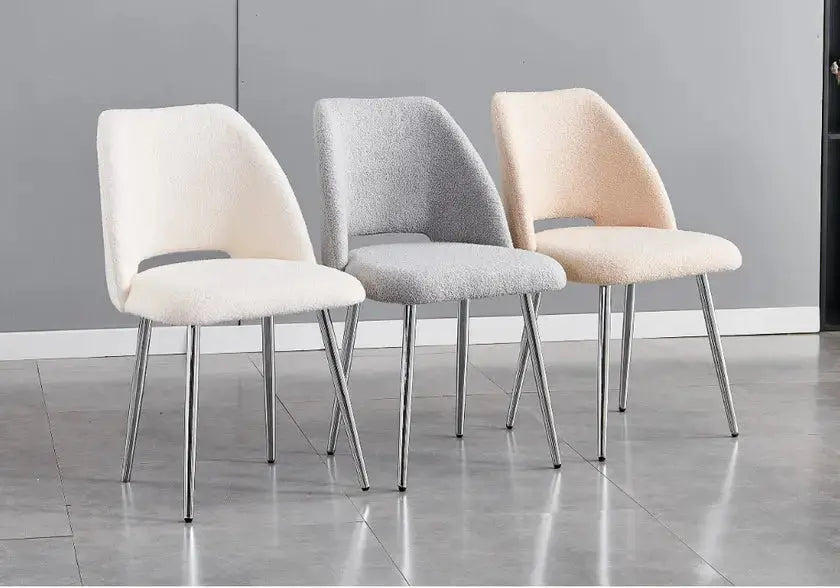 Chaises velours gris chromé LEONI (lot 4) - DEKOFLIX