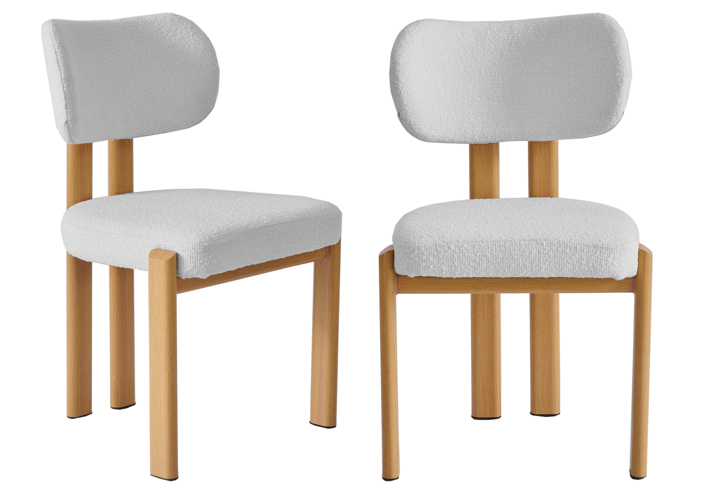 Chaises bouclées taupe pieds bois scandinaves – INAYA