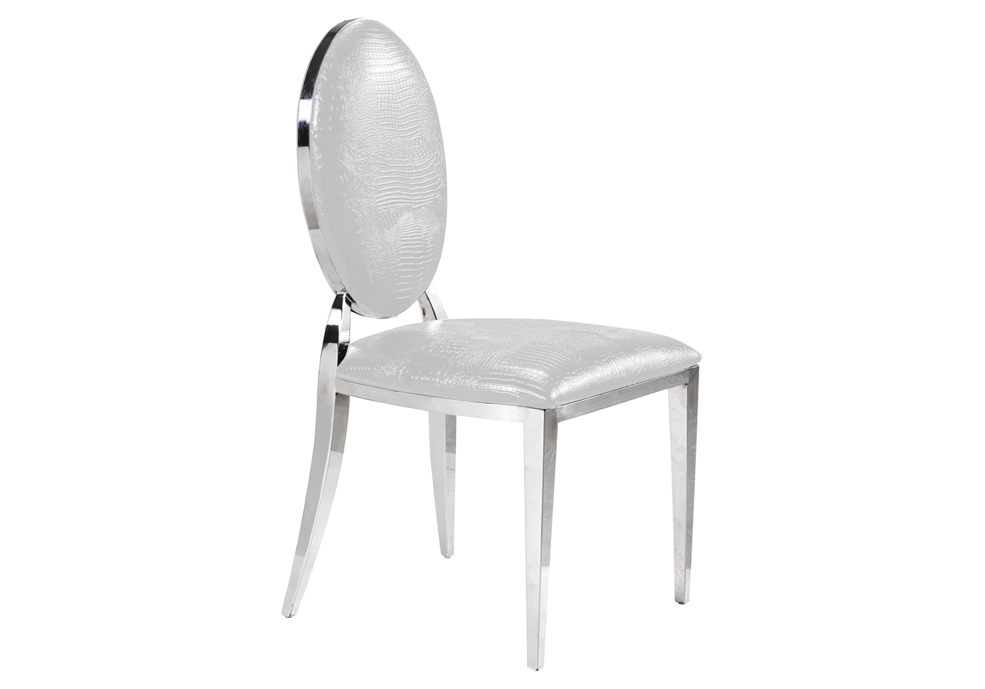 Chaises médaillon croco blanc argent x4 – Galerie du Mobilier - Vue 1