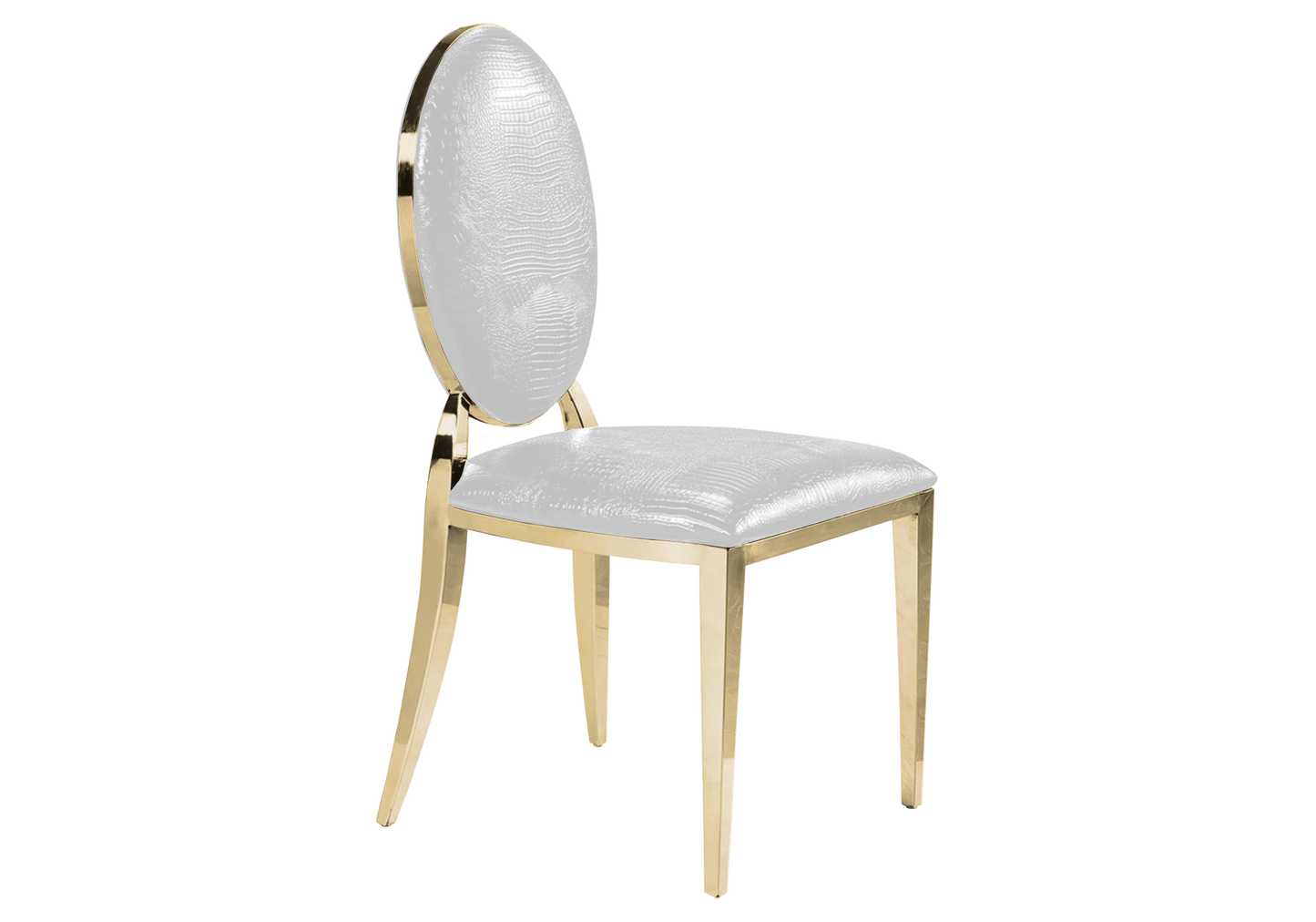 Chaises médaillon croco blanc doré x4 – Galerie du Mobilier - Vue 1