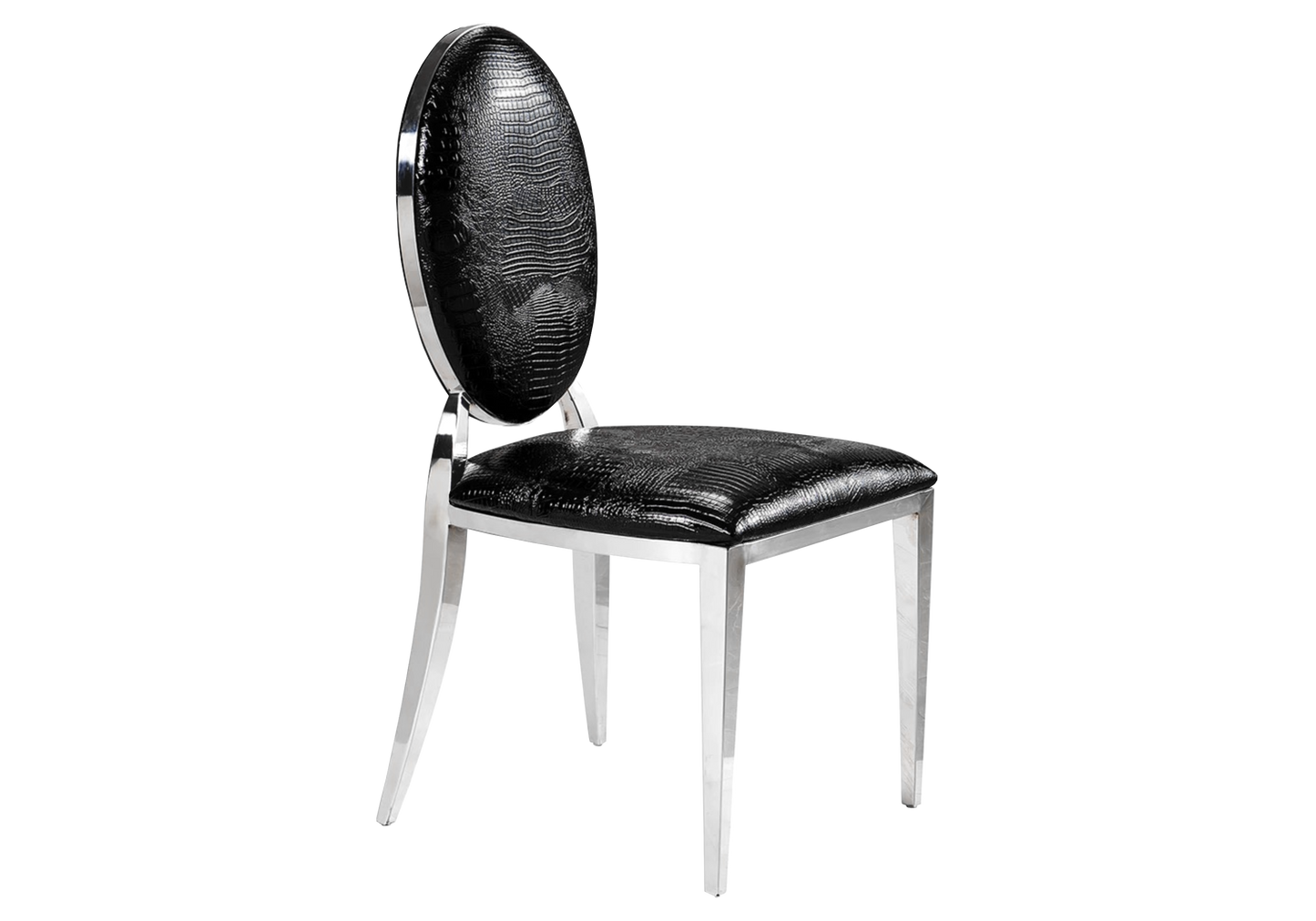 Chaises médaillon croco noir argent x4 – Galerie du Mobilier - Vue 1