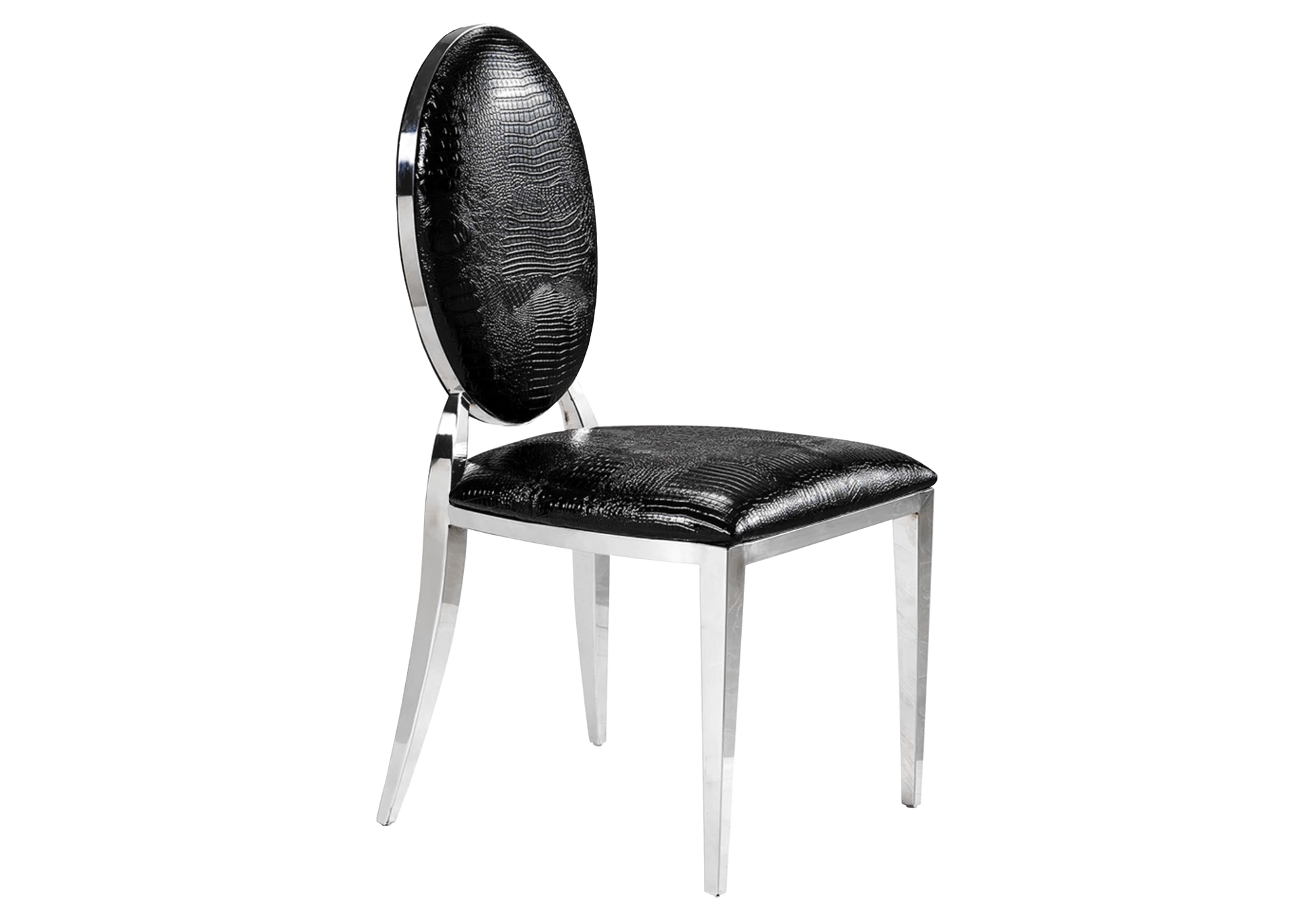 Chaises médaillon croco noir argent x4 – Galerie du Mobilier - Vue 1