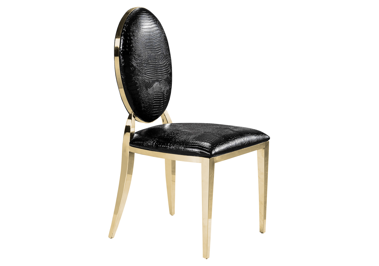 Chaises médaillon croco noir doré x4 – Galerie du Mobilier - Vue 1