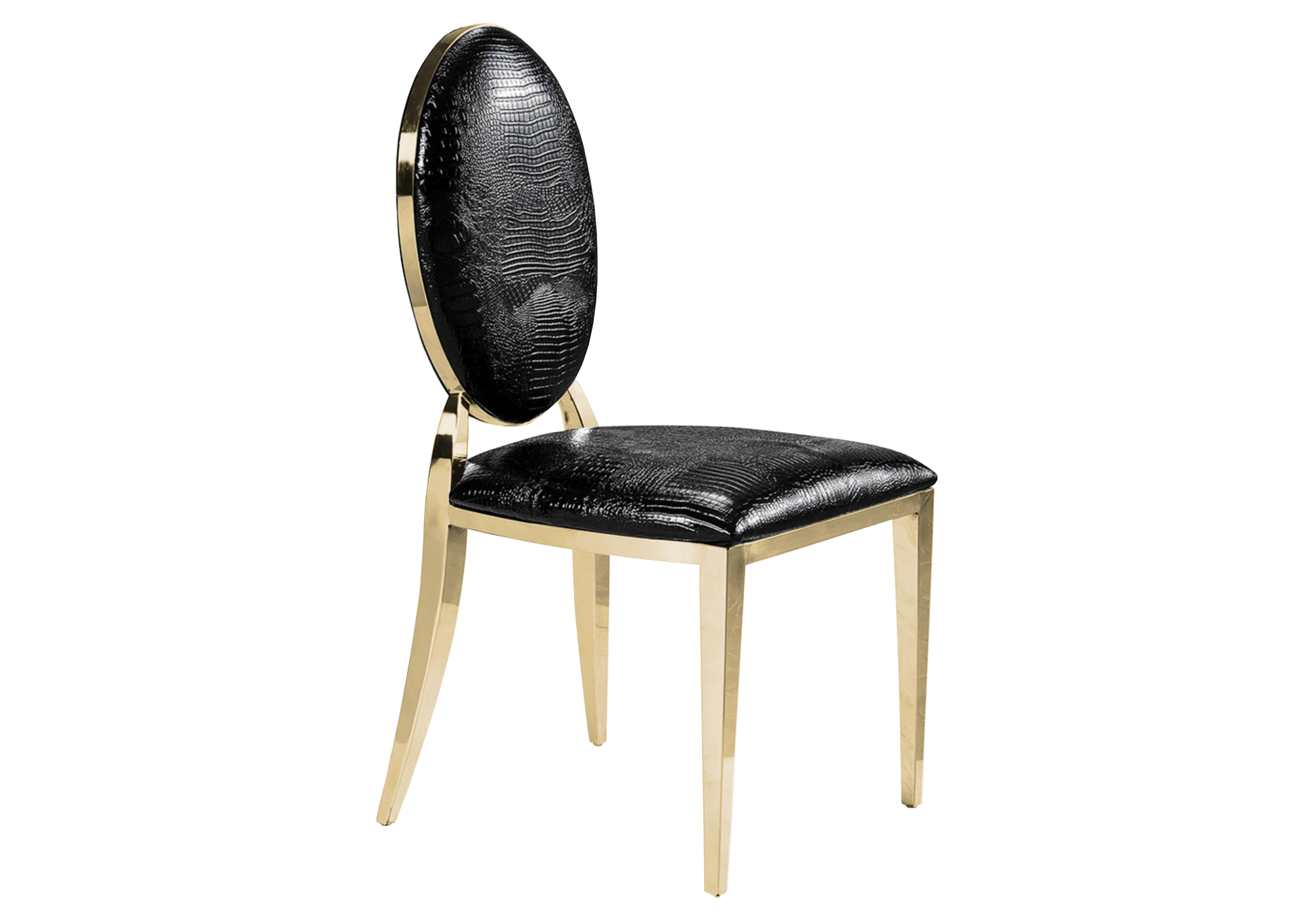 Chaises médaillon croco noir doré x4 – Galerie du Mobilier - Vue 1