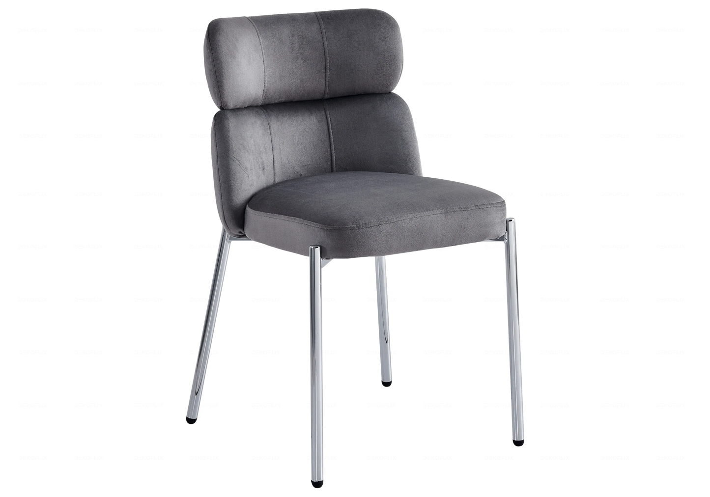 Chaises Velours Gris Pieds Argentés NORA – Lot de 4 - DEKOFLIX