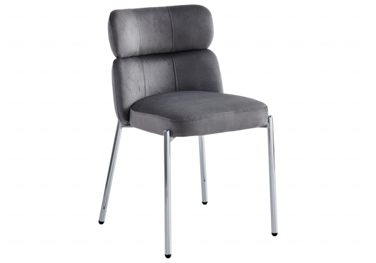 Chaises Velours Gris Pieds Argentés NORA – Lot de 4 - DEKOFLIX