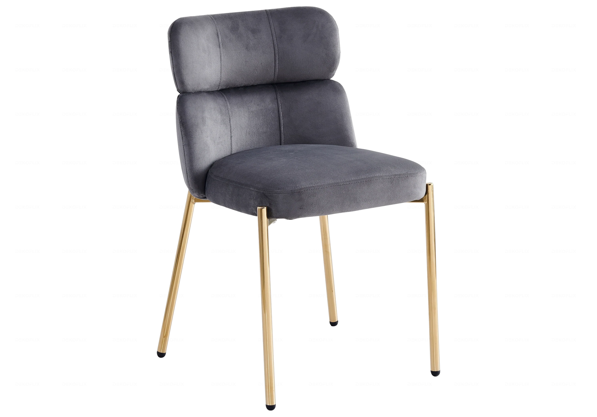 Chaises Velours Gris Pieds Dorés NORA – Lot de 4 - DEKOFLIX