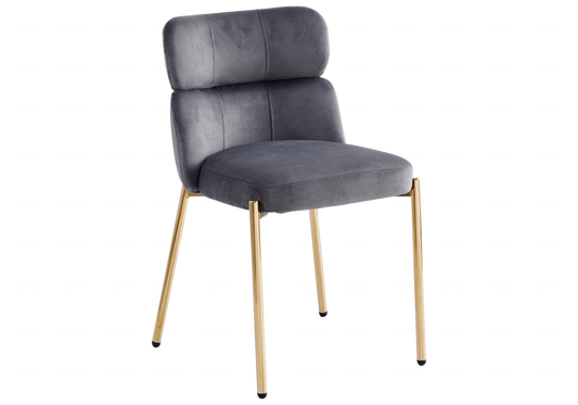 Chaises Velours Gris Pieds Dorés NORA – Lot de 4 - DEKOFLIX