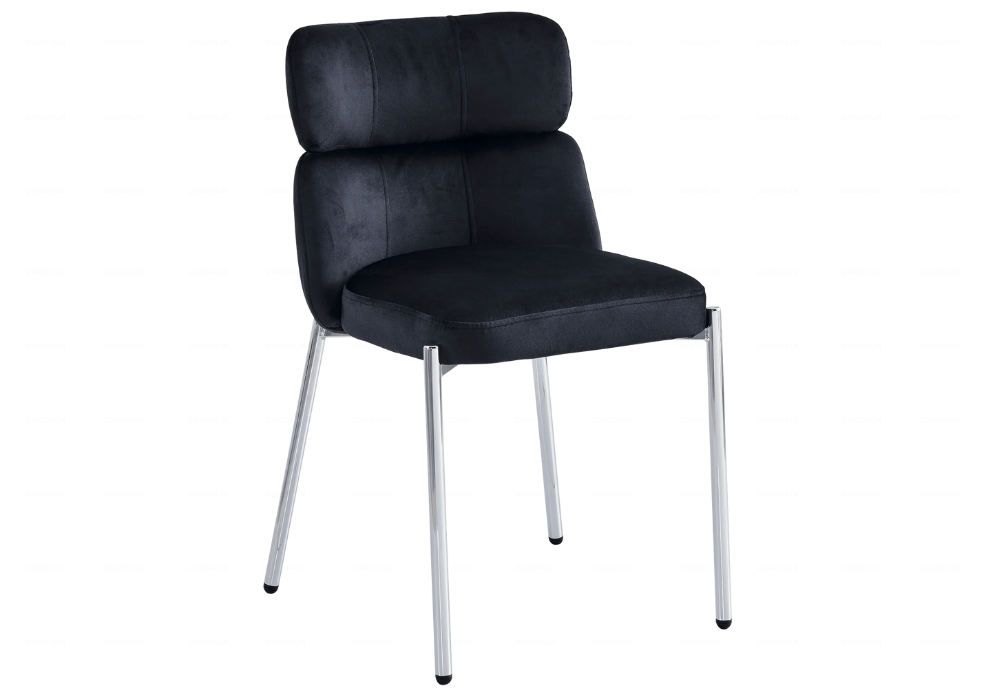 Chaises Velours Noir Pieds Argentés NORA – Lot de 4 - DEKOFLIX