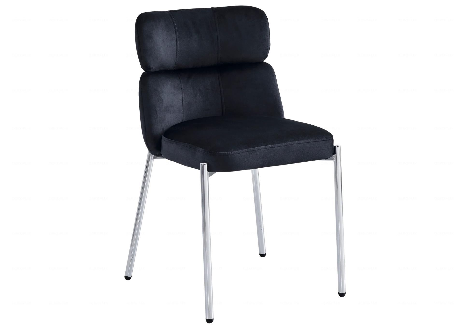 Chaises Velours Noir Pieds Argentés NORA – Lot de 4 - DEKOFLIX