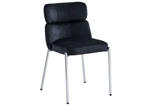Chaises Velours Noir Pieds Argentés NORA – Lot de 4 - DEKOFLIX