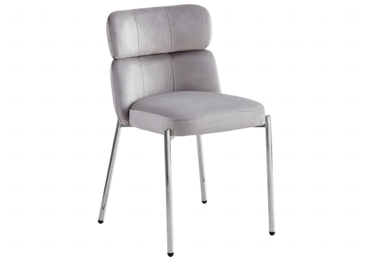 Chaises Velours Taupe Pieds Argentés NORA – Lot de 4 - DEKOFLIX