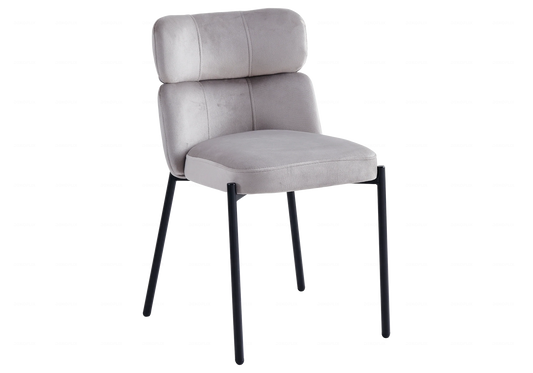 Chaises Velours Taupe Pieds Noirs OPHELIA – Lot de 4 - Galerie du Mobilier