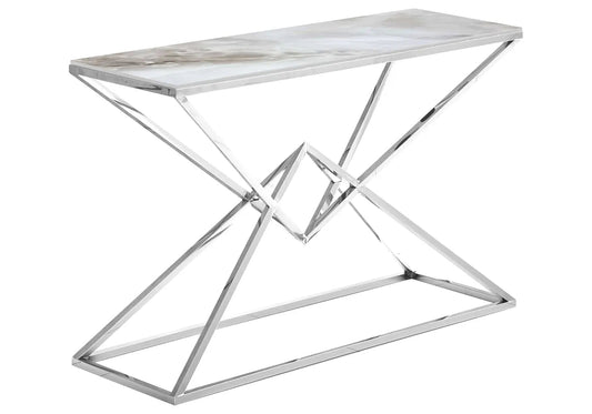 Console argentée marbre beige WIDAD Galerie du Mobilier
