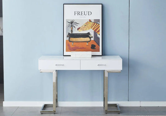 Console coiffeuse marbre blanc LILA Galerie du Mobilier