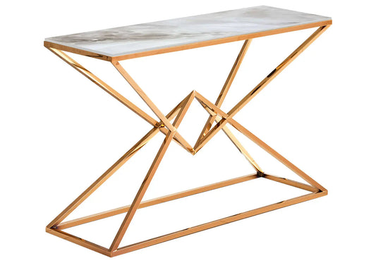 Console dorée marbre beige WIDAD Galerie du Mobilier