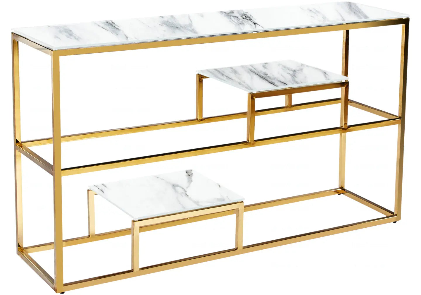 Console dorée marbre blanc – Galerie du Mobilier - Vue 1