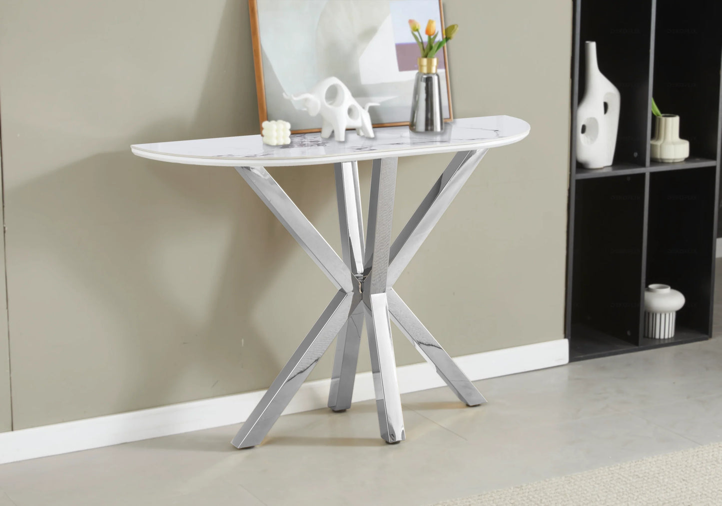 Chaises Velours Gris Pieds Argentés NORA – Lot de 4 - DEKOFLIX