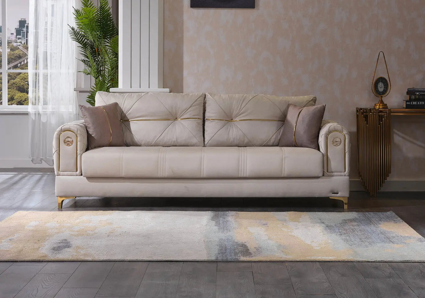 Ensemble canapé convertible taupe PARIS Slims Mobilya