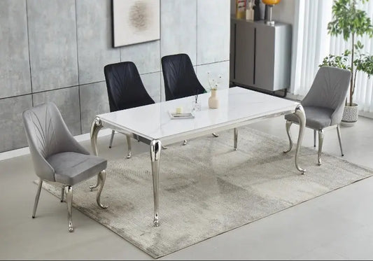 Ensemble de table BAROKA en céramique marbre blanc