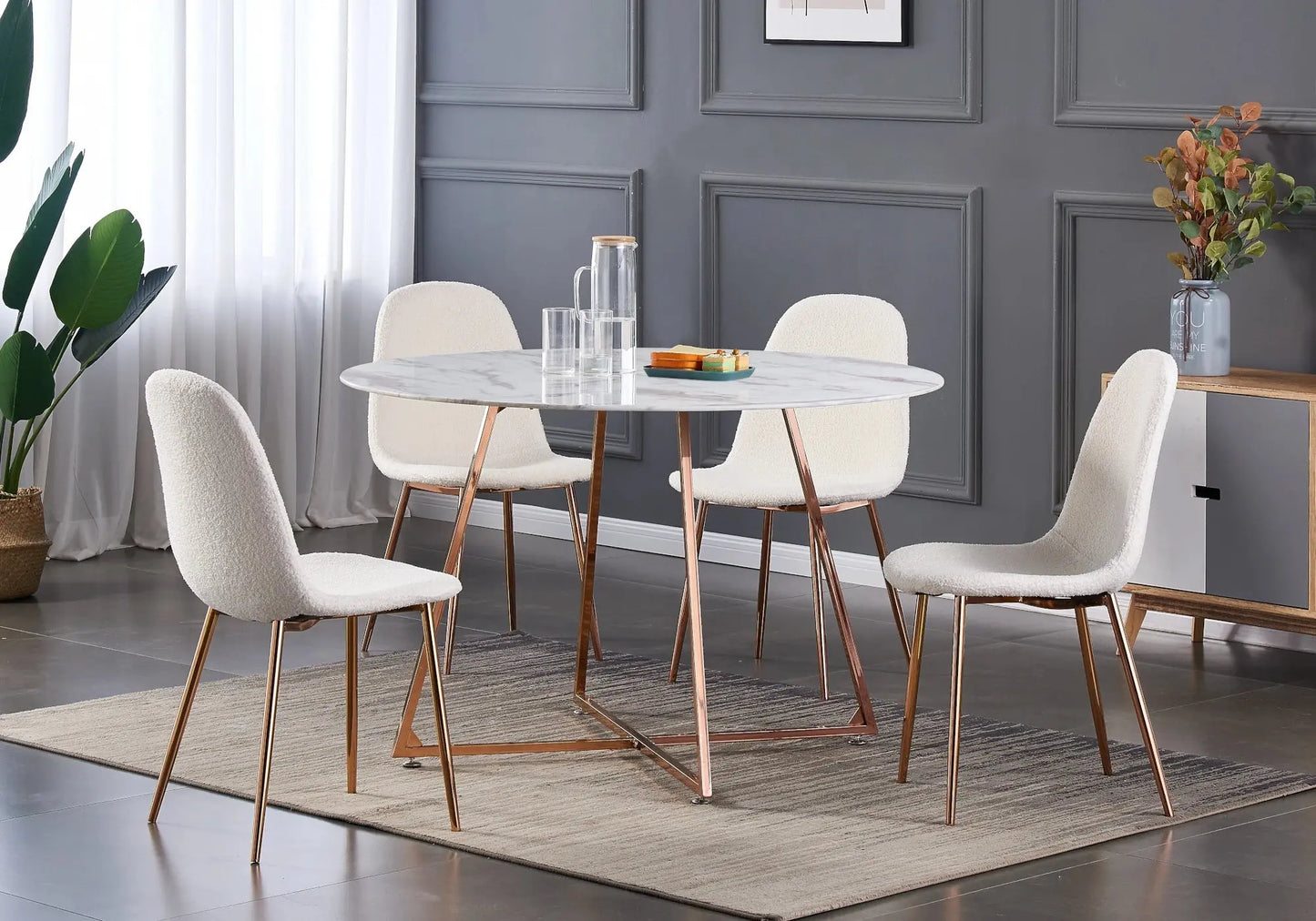 Chaises scandinaves en bouclée blanc - Gina x6 – Galerie du Mobilier