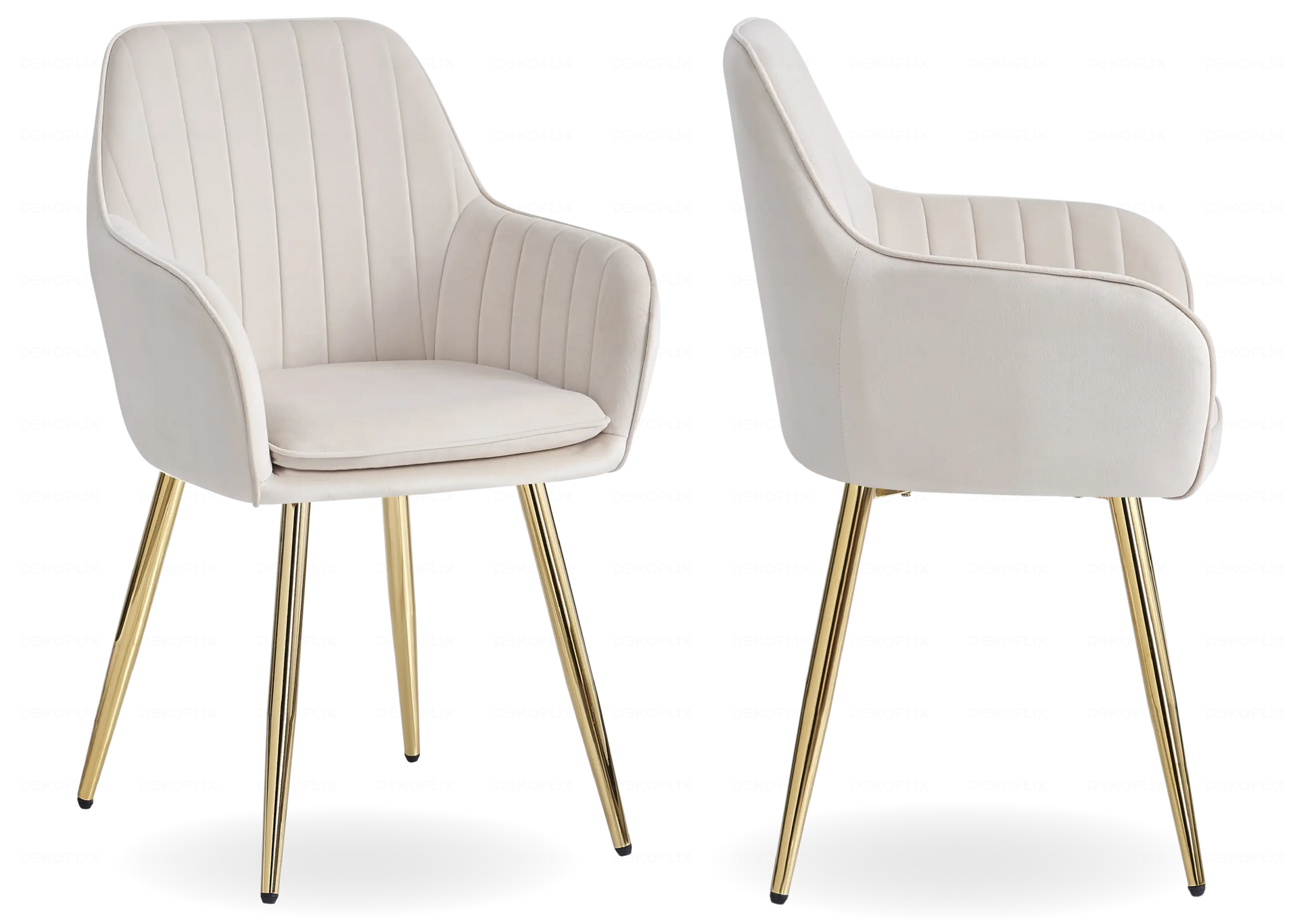 Ensemble table marbre blanc et chaises beige doré TROPHEE Galerie du Mobilier