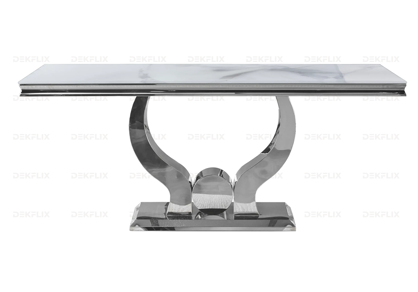 Ensemble table marbre blanc et chaises taupe TROPHEE Galerie du Mobilier