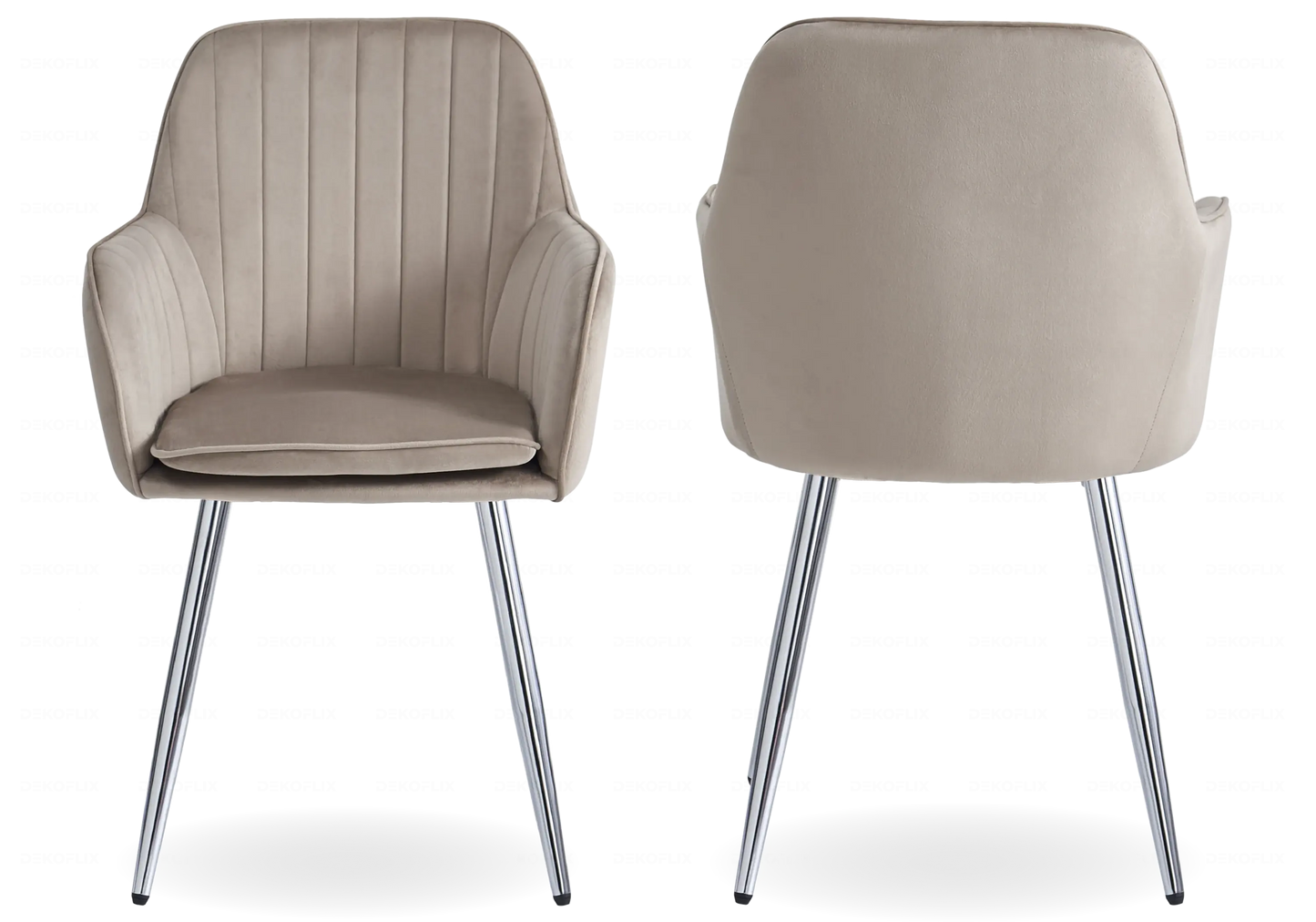 Ensemble table marbre blanc et chaises taupe TROPHEE Galerie du Mobilier