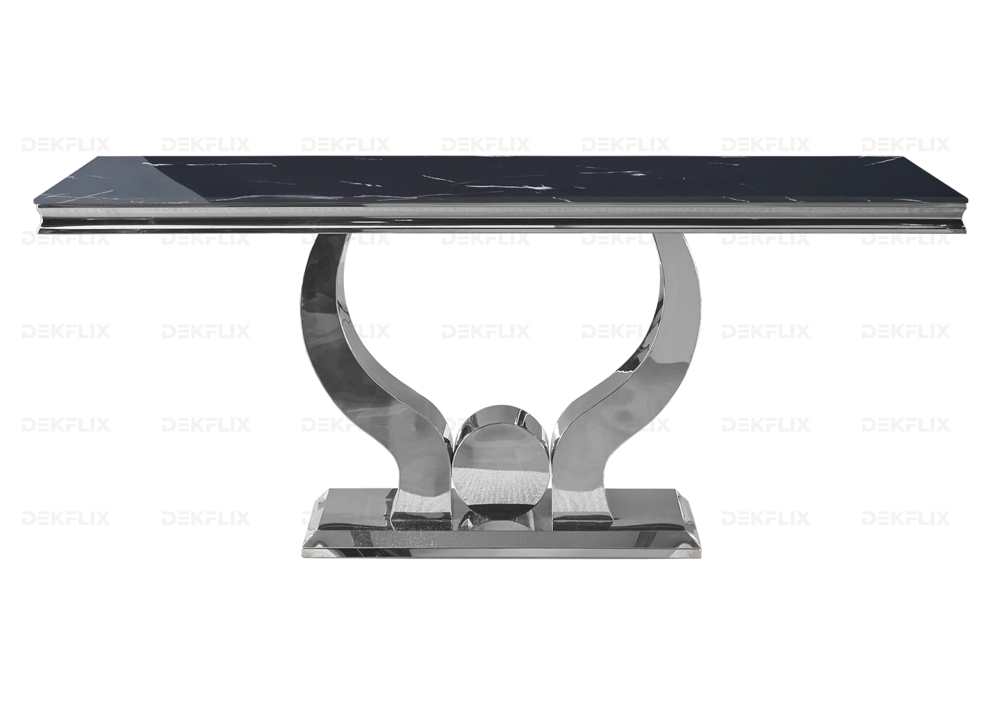 Ensemble table marbre noir et chaises taupe TROPHEE Galerie du Mobilier