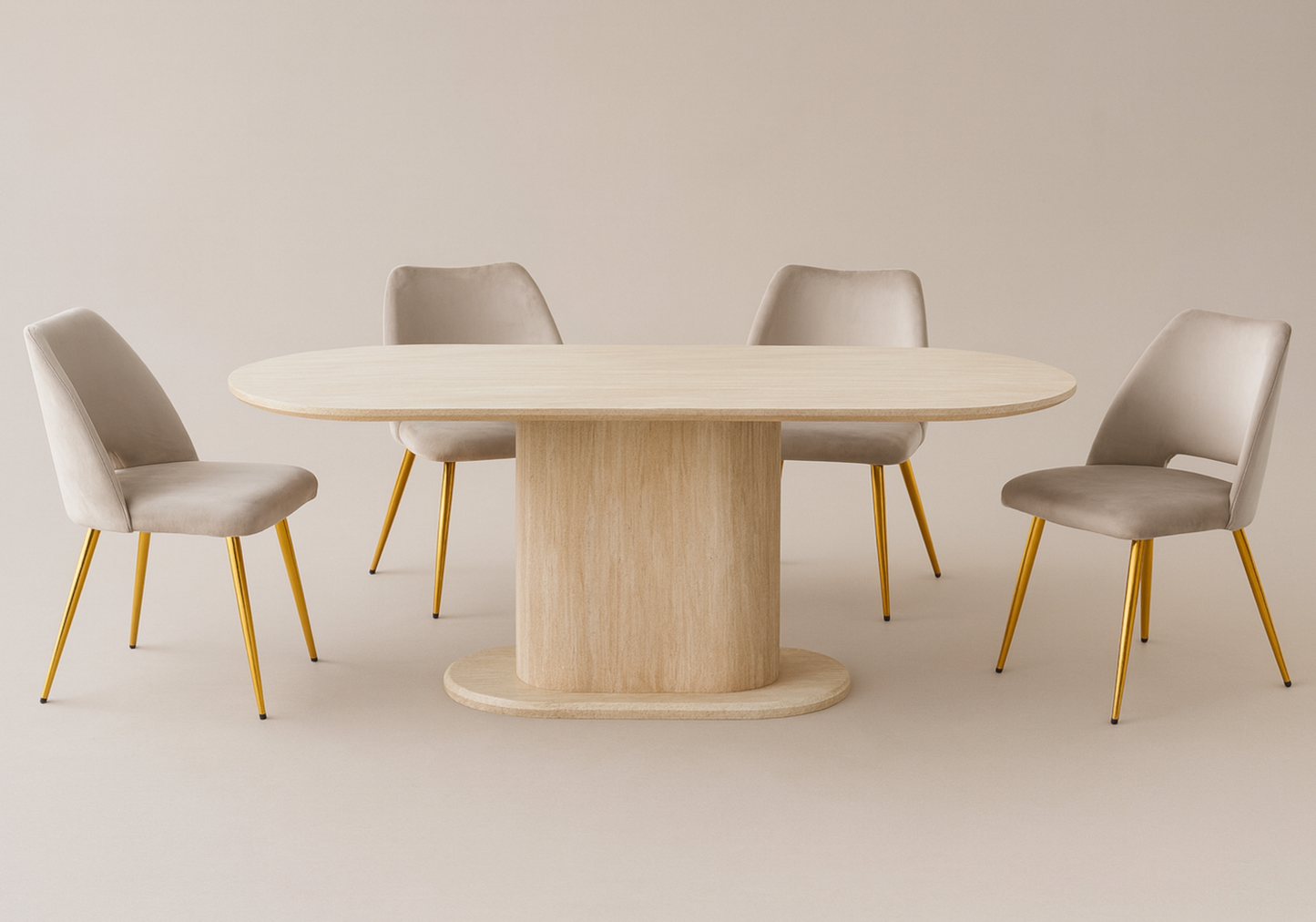 Table à manger ovale effet travertin – Inaya – Galerie du Mobilier