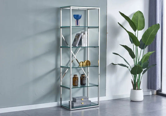 Étagère argentée verre trempé DANA Galerie du Mobilier