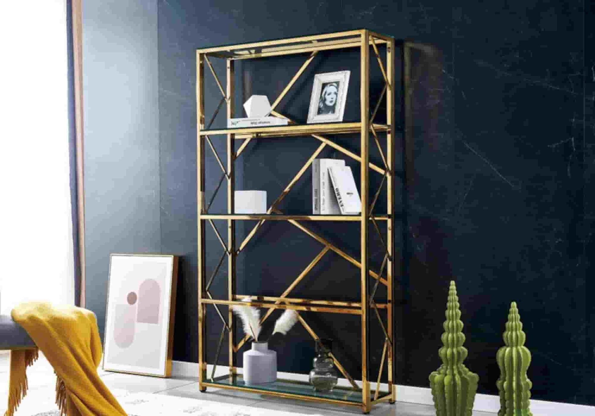 Étagère bibliothèque dorée en verre ILÉA – Galerie du Mobilier - Vue 1