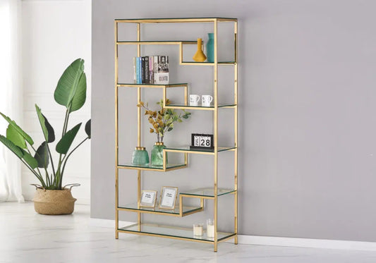 Étagère en métal doré verre trempé DANA Galerie du Mobilier