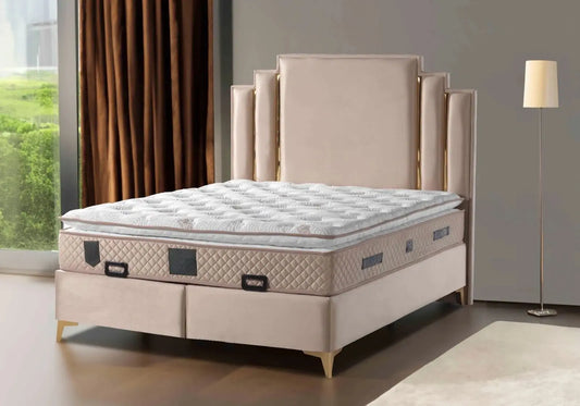 Lit Coffre Design Velours Taupe MILAN - 160x200 : Élégance et Praticité Galerie du Mobilier