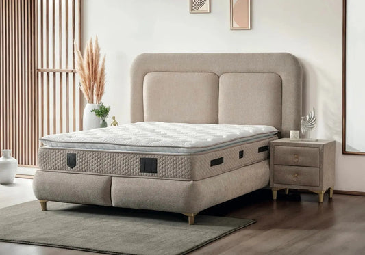 Lit Coffre Moderne Taupe GABI - 160x200 Galerie du Mobilier