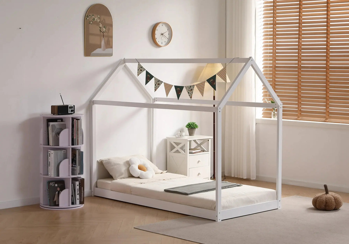 Lit cabane enfant bois blanc - Vue 1