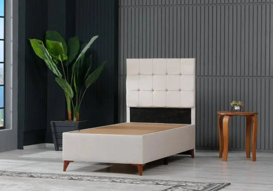 Lit coffre et tête de lit taupe CUBA Galerie du Mobilier